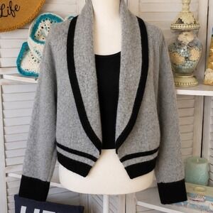 Violet Ruby Gray Black Trim Shawl Collar Cardigan Sweater Size L Cozycore